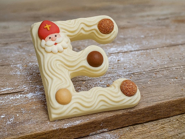 Chocolade letter klein Wit